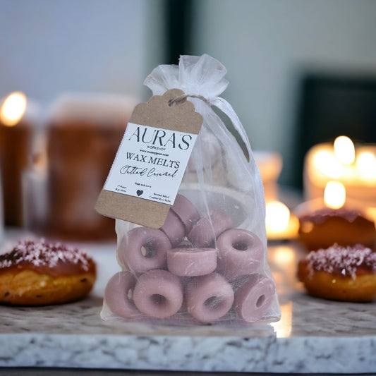 Salted Caramel Donut Shape Wax Melts in Organza Bag - Auras Workshop Auras Workshop