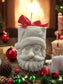 Santa Claus Pillar Candle with Ribbon in Choco Orange Scented - Auras Workshop Auras Workshop