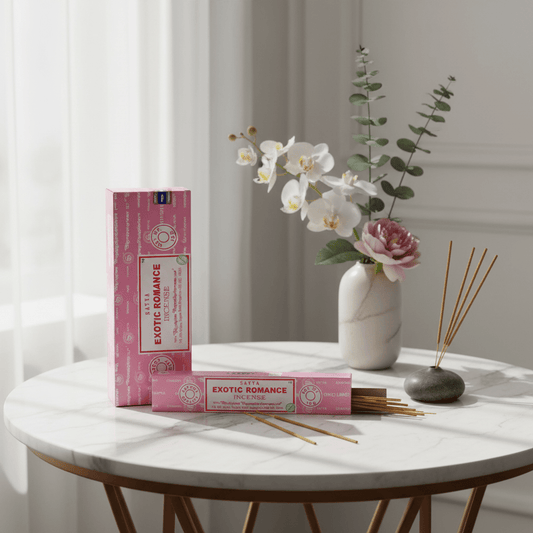 Satya Exotic Romance Incense Sticks 15g – Floral Amber, Love & Romantic Atmosphere - Auras Workshop Auras Workshop