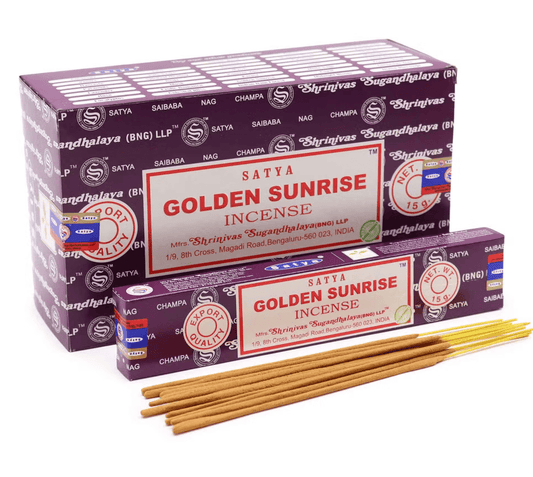 Satya Golden Sunrise Incense Sticks 15g – Uplifting Aroma, Freshness & Positivity - Auras Workshop Auras Workshop
