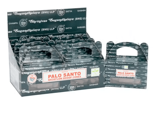 Satya Palo Santo Backflow Dhoop Cones – Woody, Cleansing & Grounding Aroma - Auras Workshop Auras Workshop