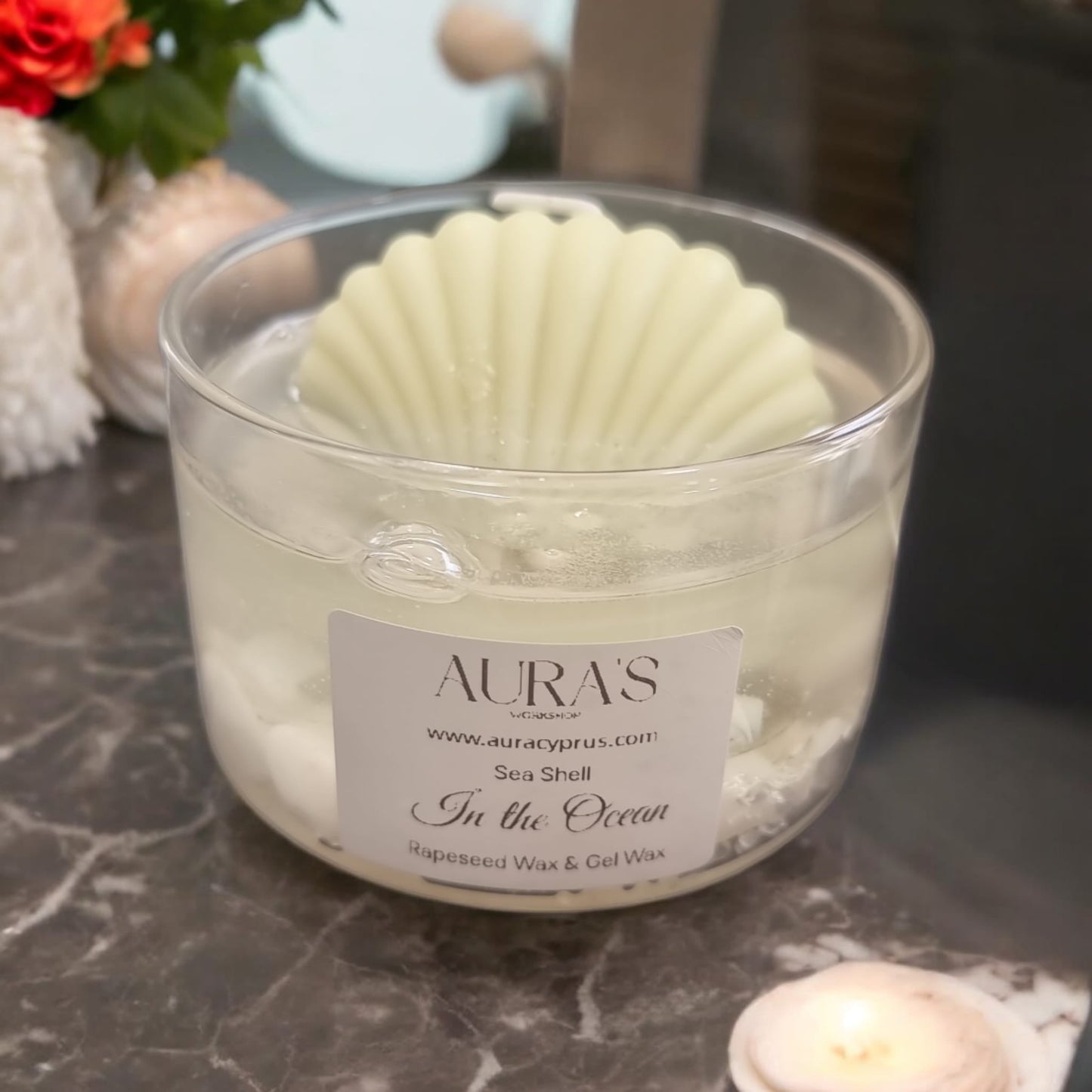 Seas Shell In The Ocean Clay Sage Scented Gel Wax Candle - Auras Workshop Auras Workshop