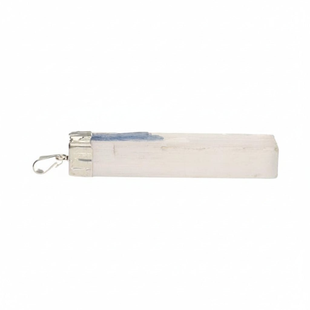 Selenite & Kyanite Silver Plated Pendant – Crystal Jewellery - Auras Workshop Auras Workshop