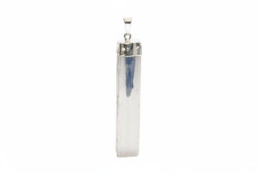 Selenite & Kyanite Silver Plated Pendant – Crystal Jewellery - Auras Workshop Auras Workshop