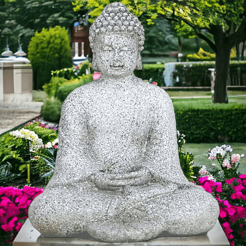 Serene Meditation Buddha Statue in Elegant Grey