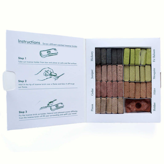 Set of 70 Incense Smudge Bricks and Burner - 7 Earthy Himalaya Incenso - Auras Workshop Auras Workshop