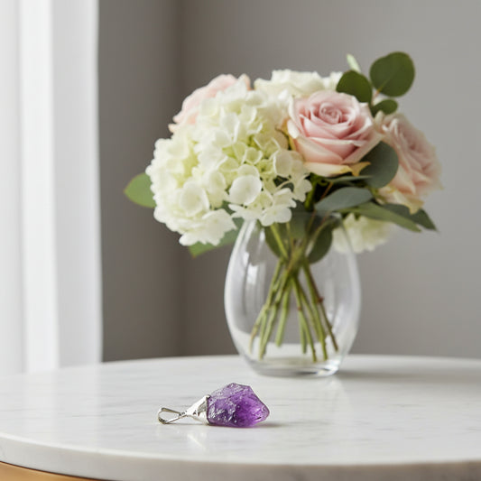 Raw Amethyst Point Silver Plated Pendant – Calm, Intuition & Spiritual Awareness Jewellery