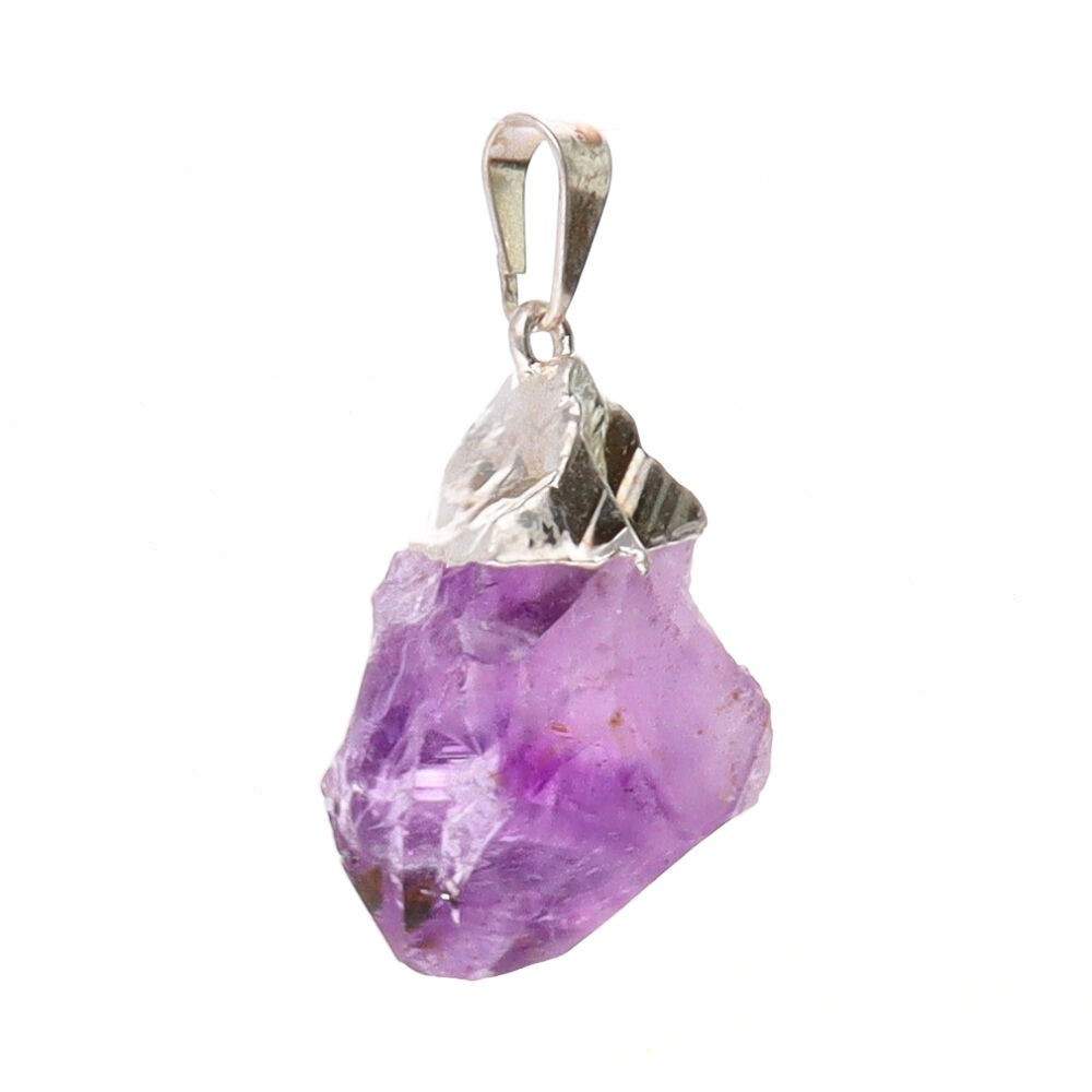 Raw Amethyst Point Silver Plated Pendant – Calm, Intuition & Spiritual Awareness Jewellery