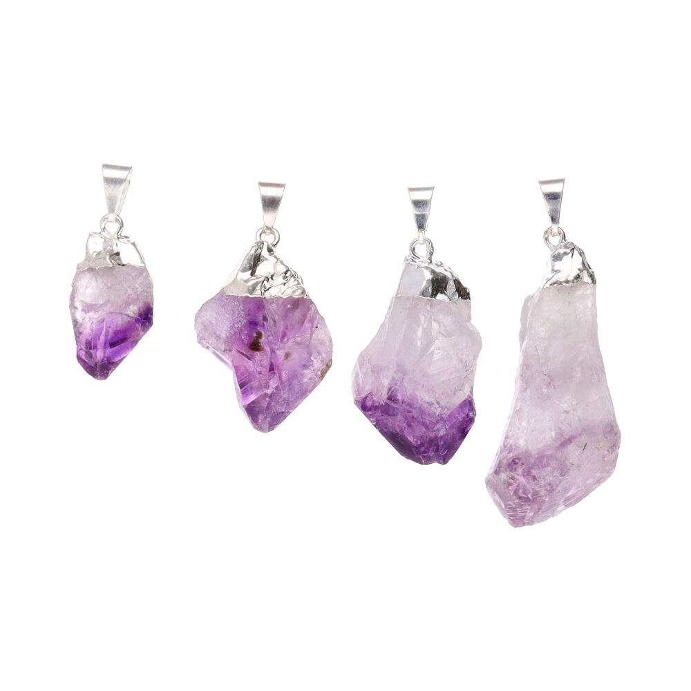 Raw Amethyst Point Silver Plated Pendant – Calm, Intuition & Spiritual Awareness Jewellery