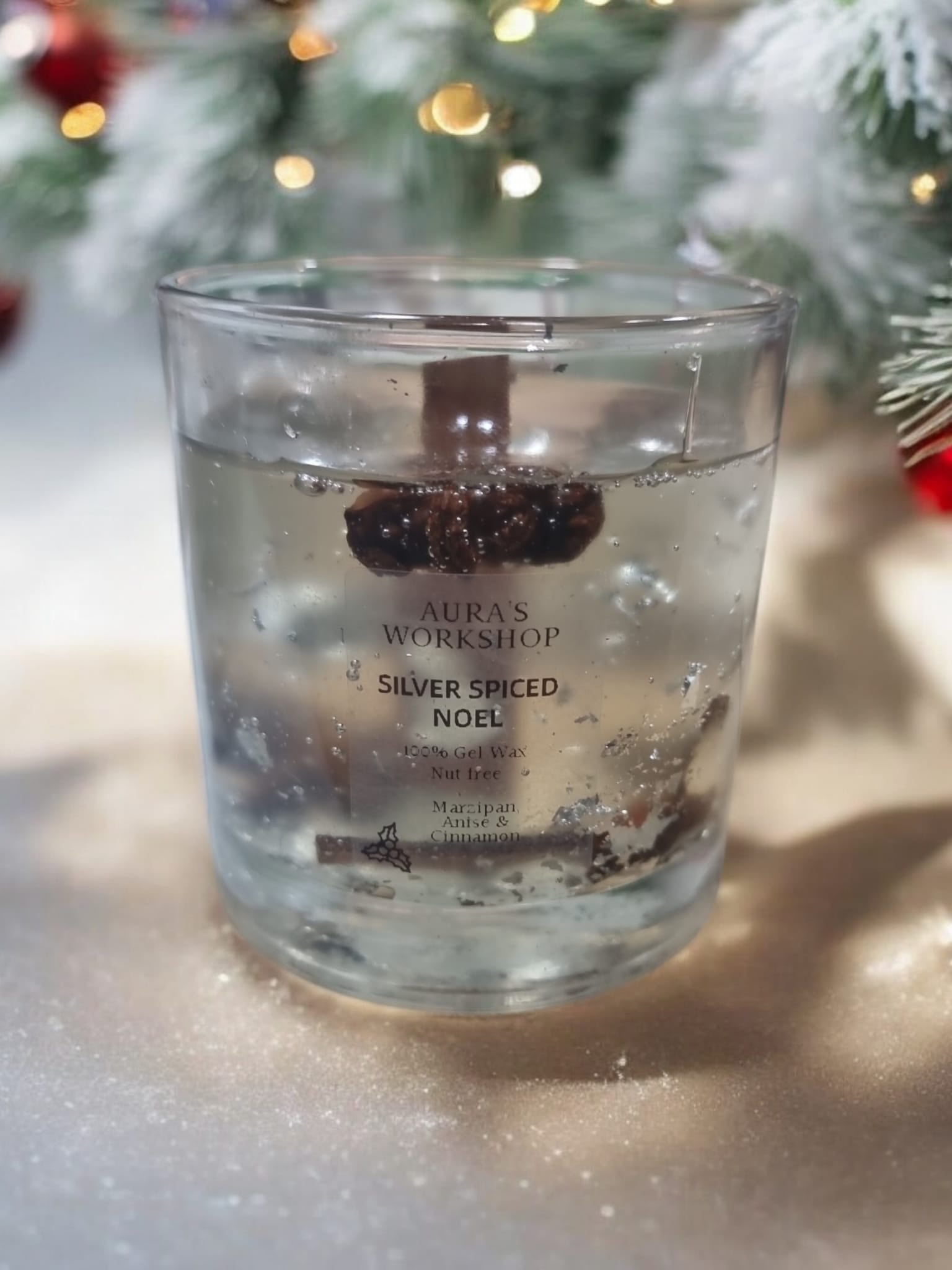 Silver Spiced Noel Scented Gel Wax Candle - Auras Workshop Auras Workshop