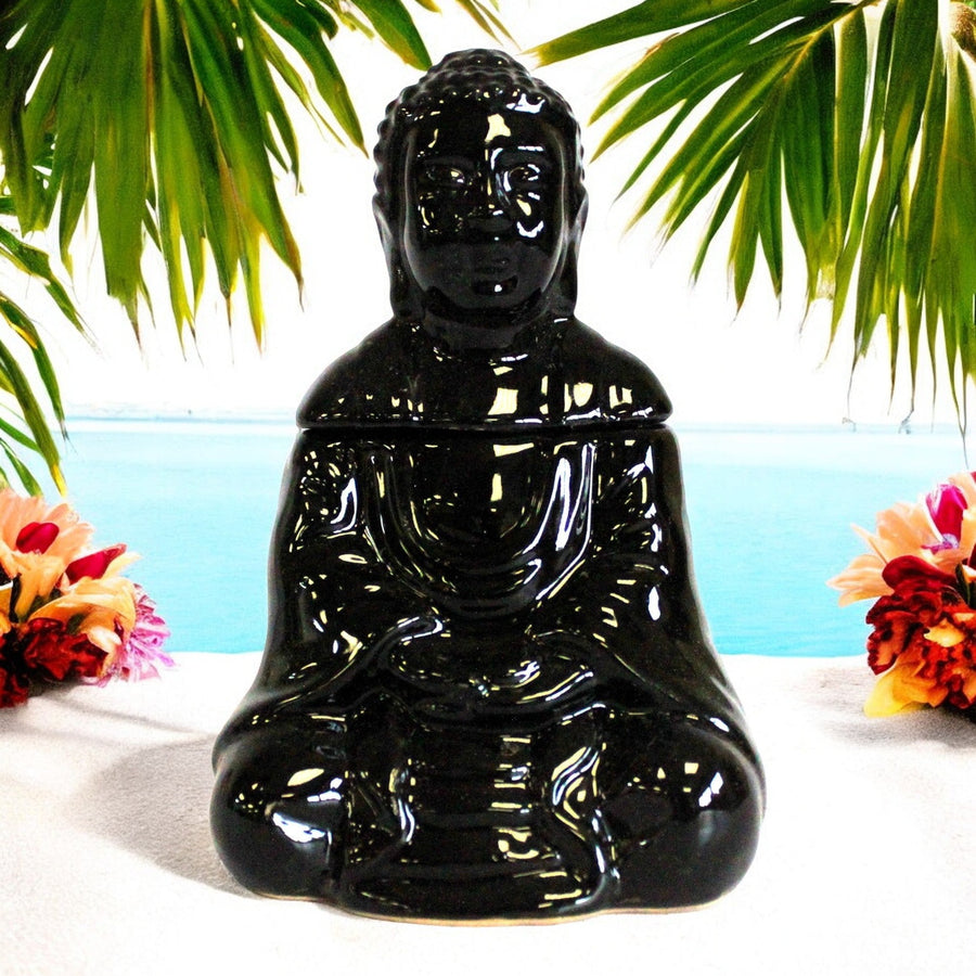 Sitting Buddha Oil Burner - Black