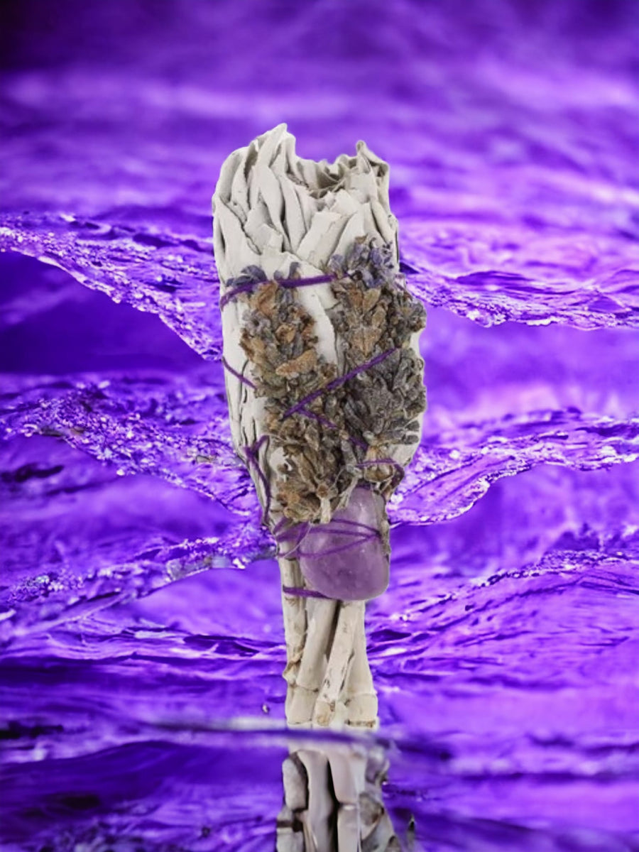 Smudge Stick - Spiritual Healing Sage Torch (Amethyst) 10cm