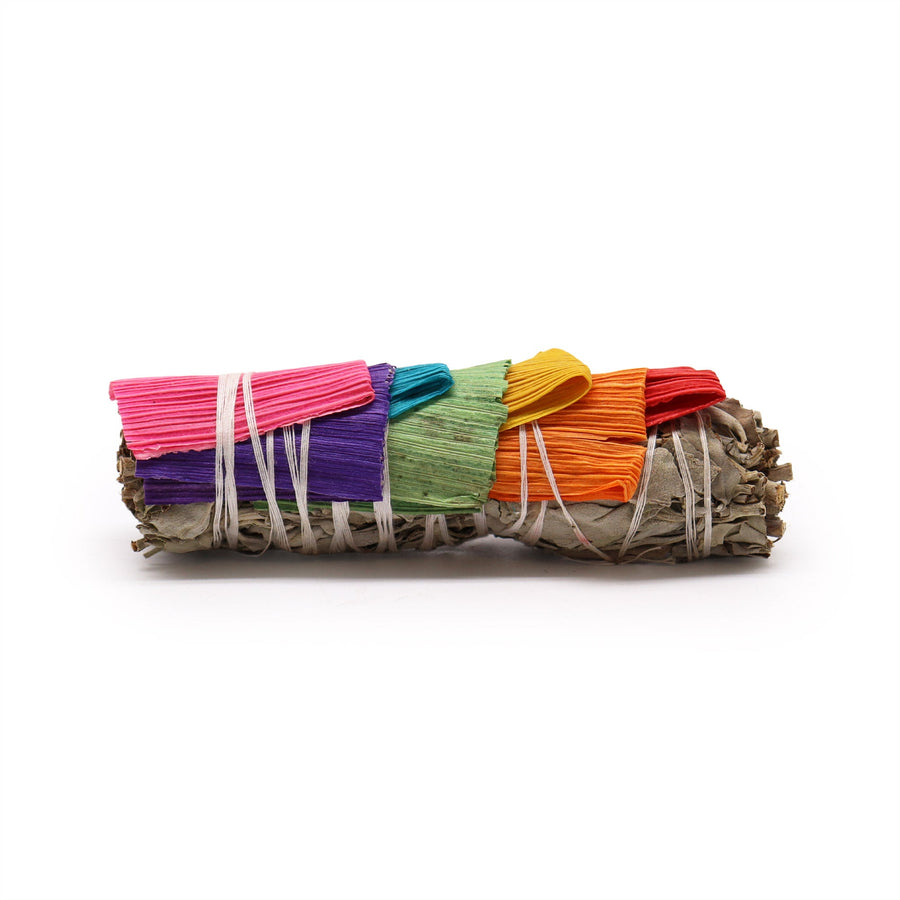 Smudge Stick - White Sage and 7 Chakra Corn Leaves 10cm