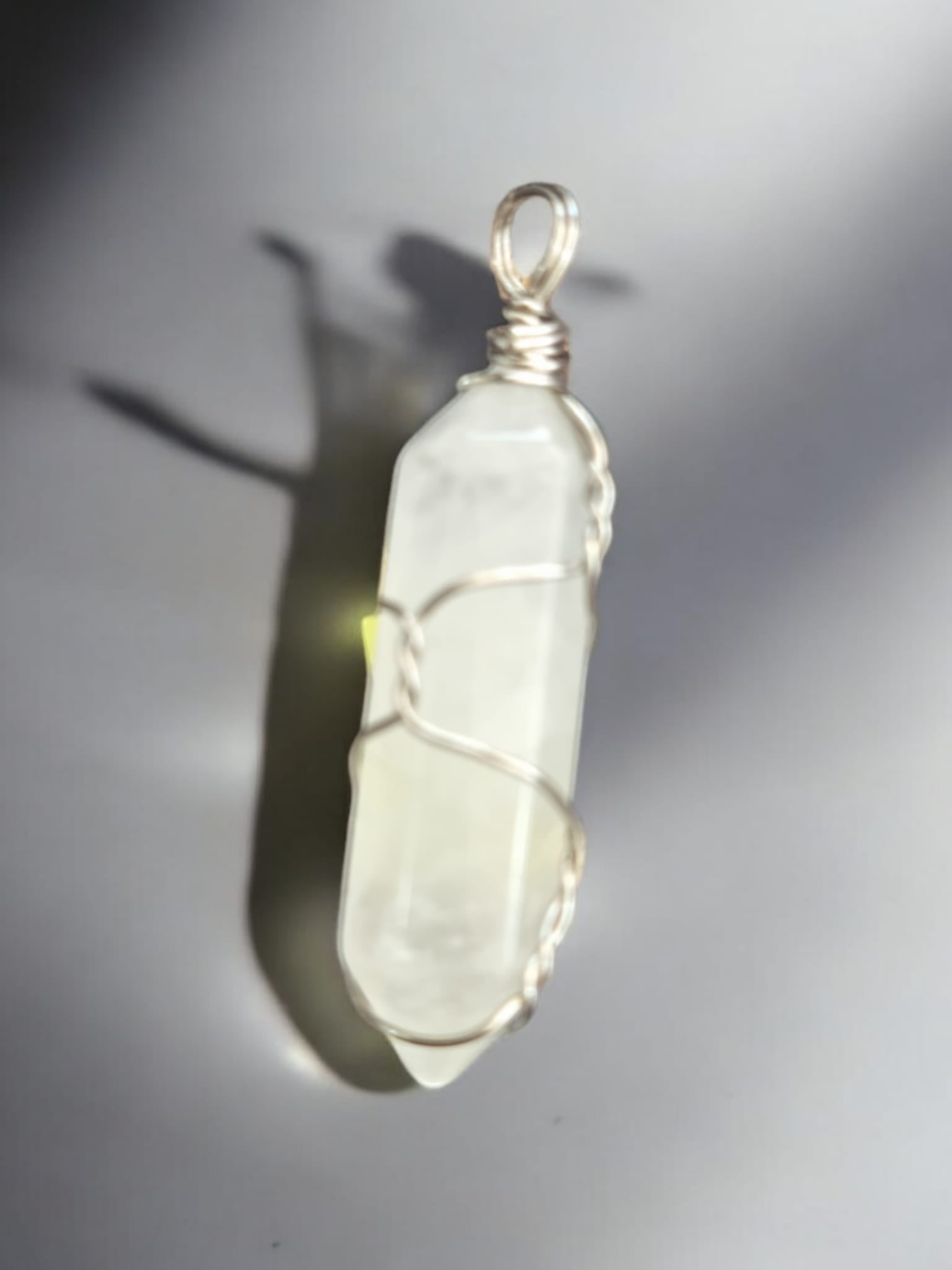 Snow Quartz Crystal Wire Pendent - Auras Workshop Auras Workshop