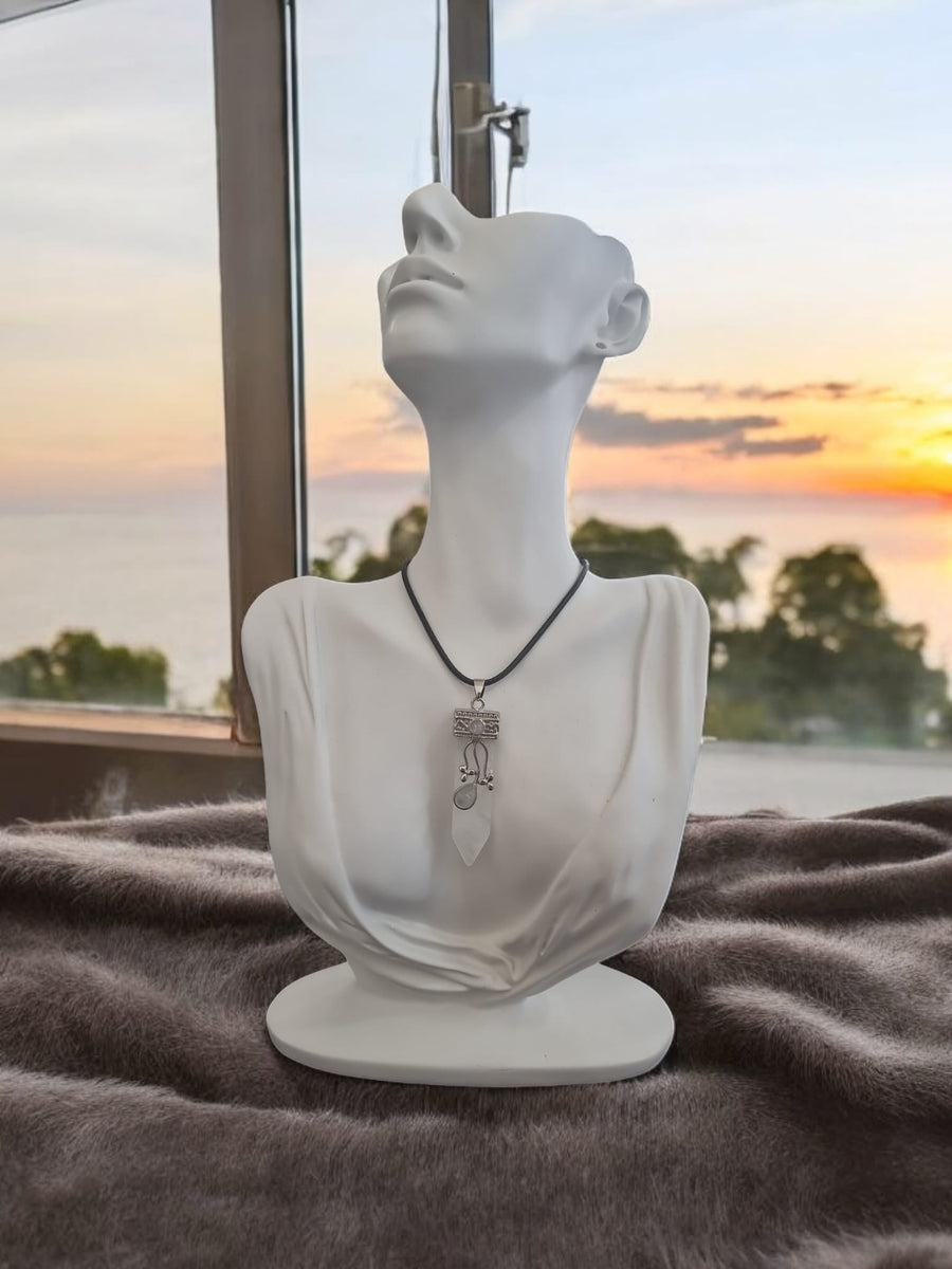 Snow Quartz Crystal Wire Pendent