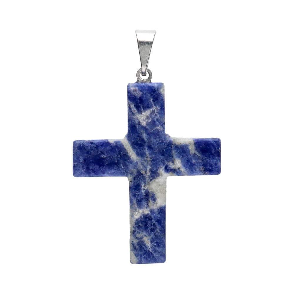 Sodalite Crystal Cross Pendant – 2.8 cm - Auras Workshop Auras Workshop