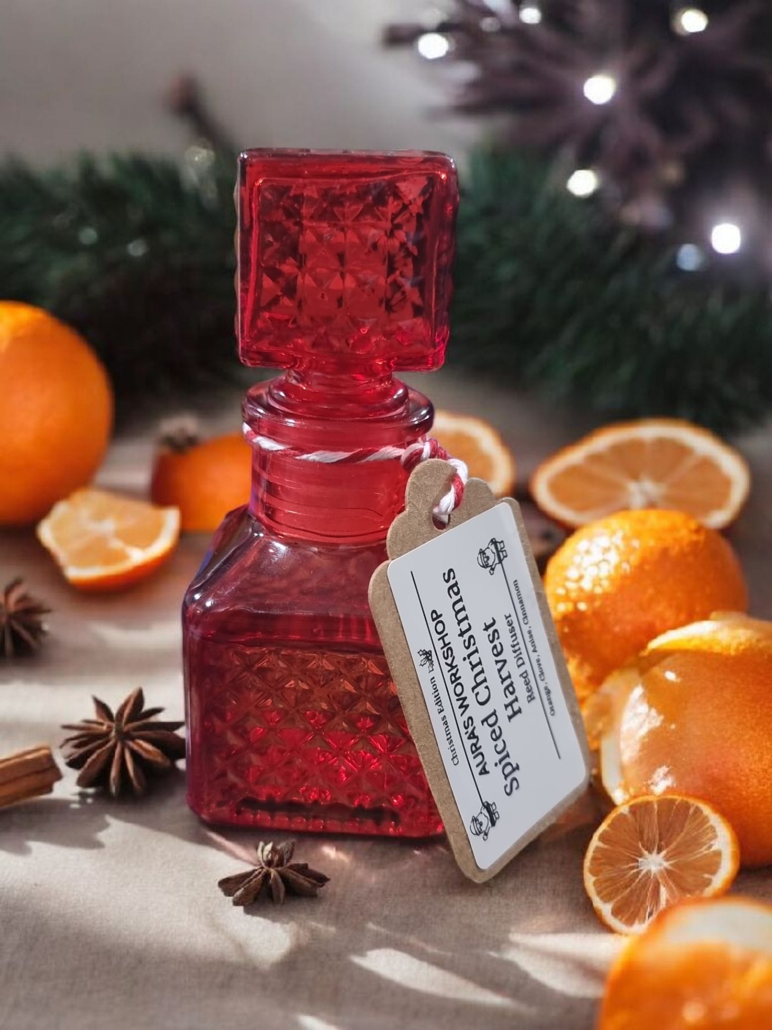 🎄 Spiced Christmas Harvest Reed Diffuser 50ml – Christmas Edition Red Bottle - Auras Workshop Auras Workshop