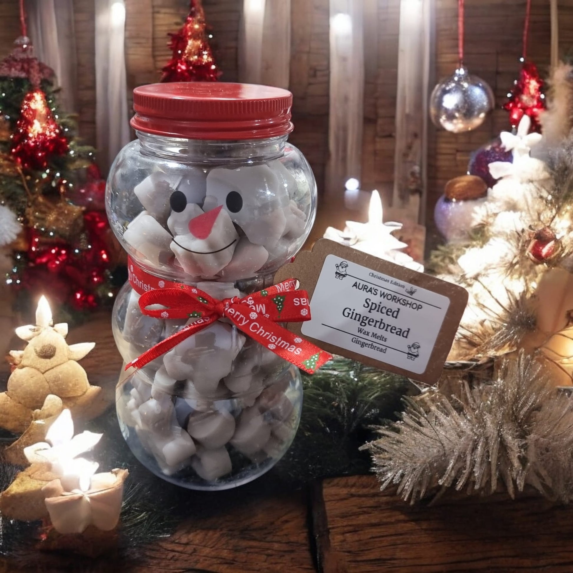 🍪⛄ Spiced Gingerbread Wax Melts – Christmas Edition | Aura’s Workshop | Festive Wax Melts in Snowman Christmas Tub - Auras Workshop Auras Workshop