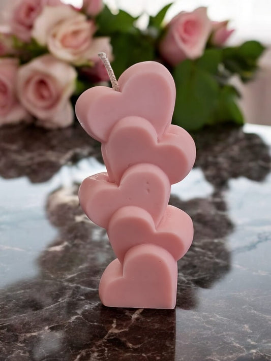 Stacked Hearts Candle – Lightly Rose Scented | Romantic Valentine’s Gift - Auras Workshop Auras Workshop