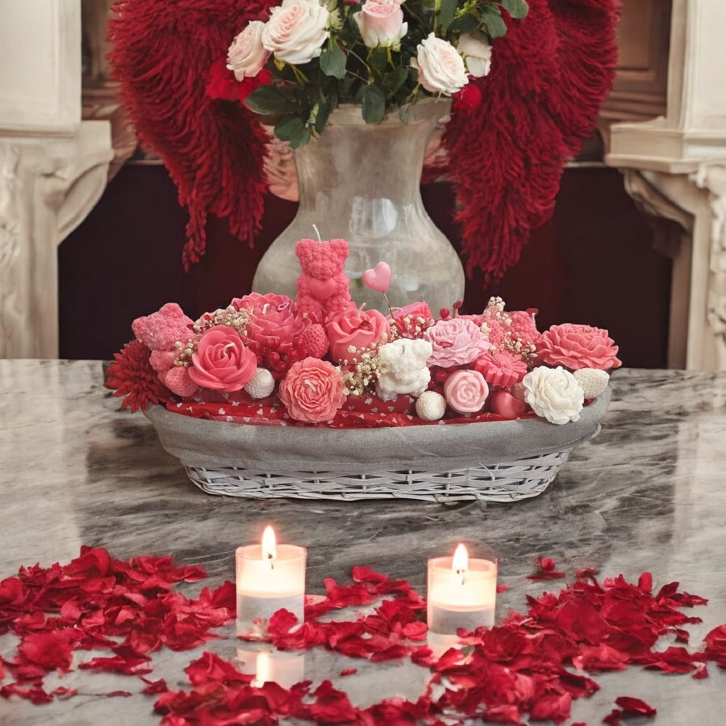 💕✨ Sugared Whisper Valentine’s Candle Large Basket | Aura’s Workshop | Soft Sugar, Light Berries, Vanilla & Rose - Auras Workshop Auras Workshop