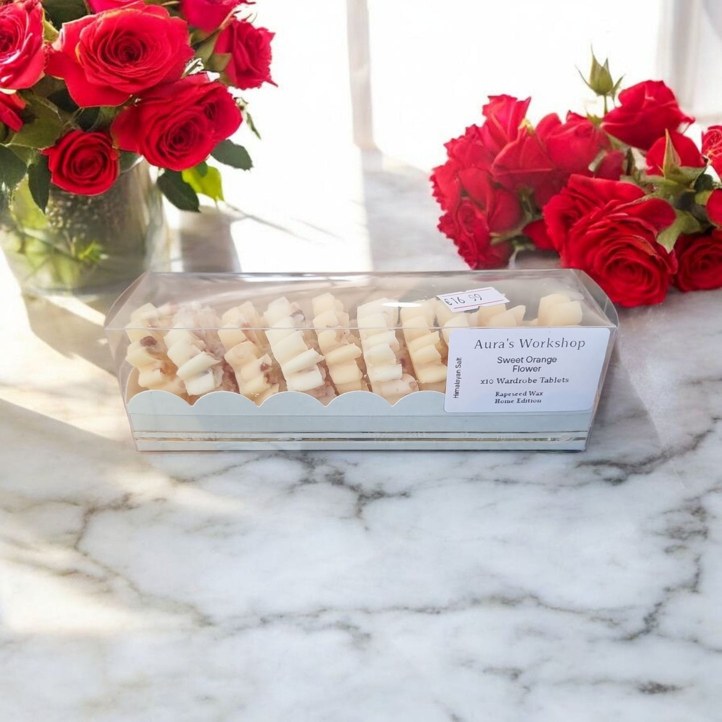 🍊 Sweet Orange Flower Wardrobe Tablets x10 – Rapeseed Wax with Himalayan Salt | Home Edition - Auras Workshop Auras Workshop