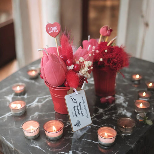 💖✨ Sweetheart Sherbet Candle Bouquet | Aura’s Workshop | A Little Zing, A Lot of Joy | Valentine’s Gift - Auras Workshop Auras Workshop
