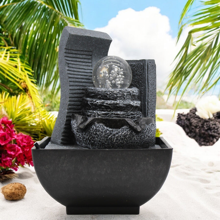Tabletop Water Feature - 18cm - Cascading Rock Formation