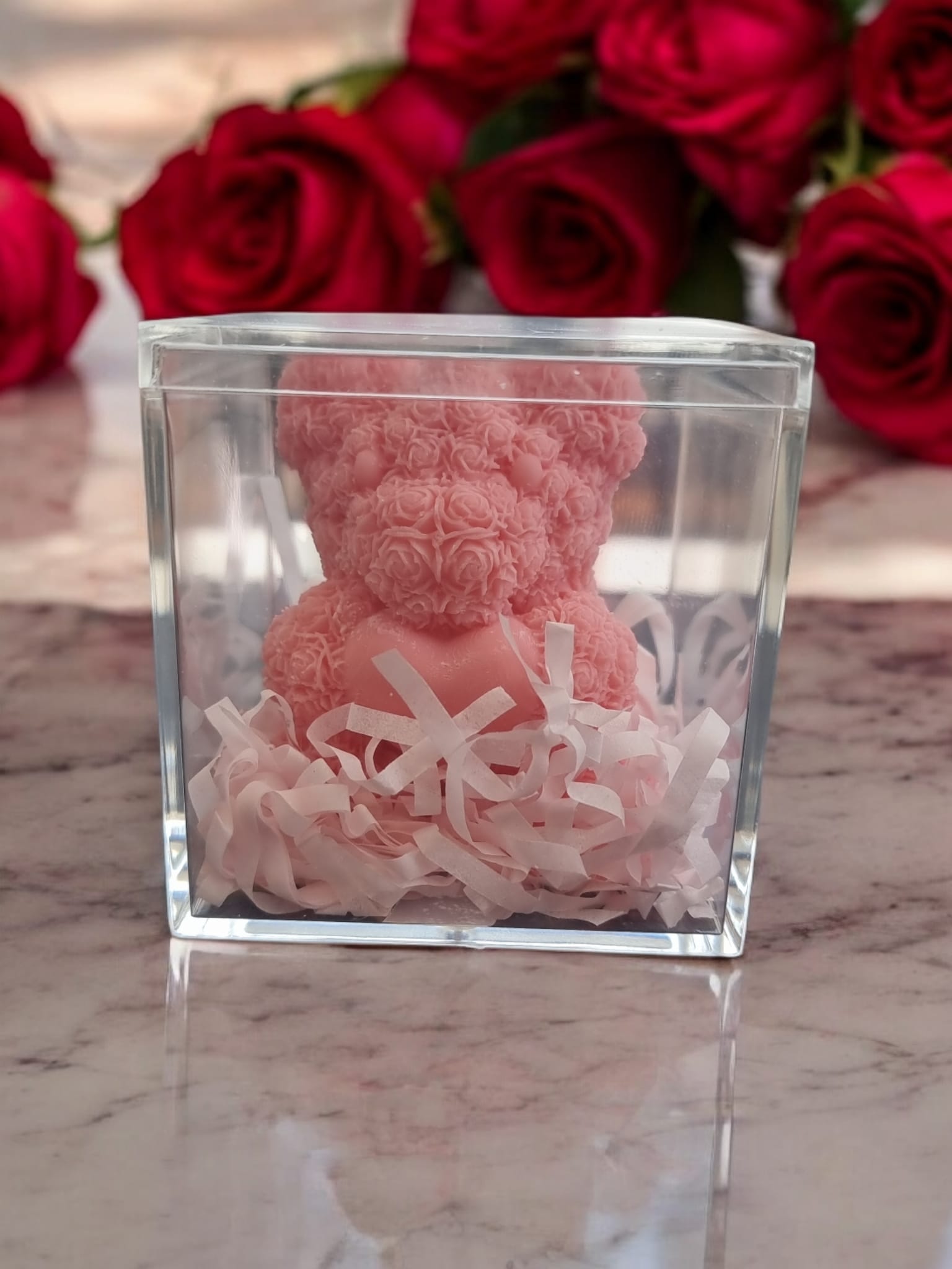 Teddy Bear Rose Scented Candle – In Box (Beeswax) - Auras Workshop Auras Workshop