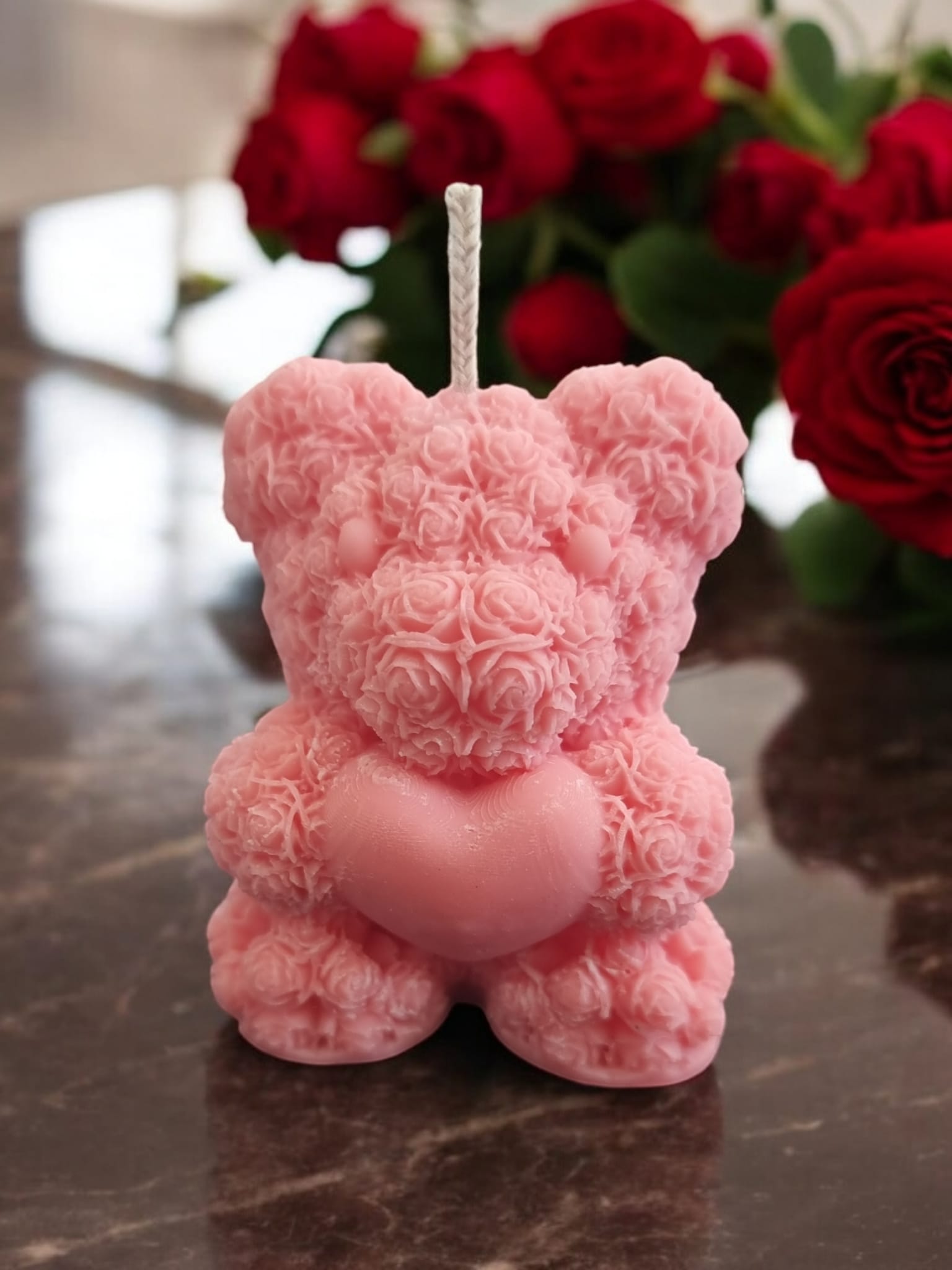 Teddy Bear Roses Sweet Lemon Scented Candle – Adorable Decorative Gift with Fresh Aroma - Auras Workshop Auras Workshop