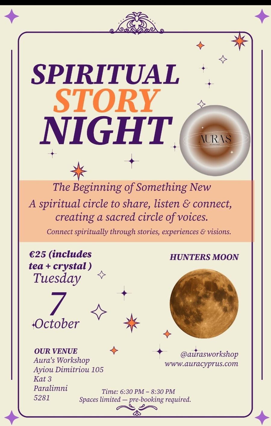 The Beginning of Something New A Spiritual Story Night at Aura’s Workshop