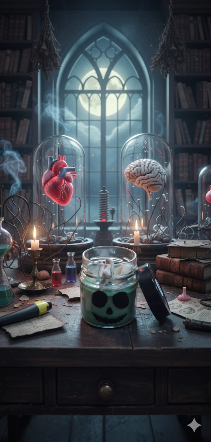 🫀 The Collector’s Jar Candle – Heart & Brain Fragment | Green Chocolate, Cucumber & Gingerbread Scent | Halloween Collection by Aura’s Workshop - Auras Workshop Auras Workshop