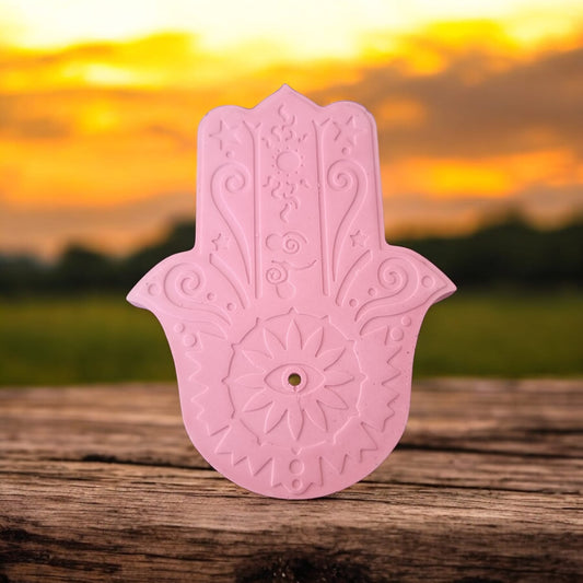 Third Eye Chakra Hand Incense Holder Pink Porcelian - Auras Workshop Auras Workshop