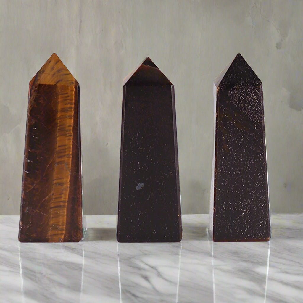 🐯 Tiger Eye Gemstone Obelisk Point - Auras Workshop Auras Workshop