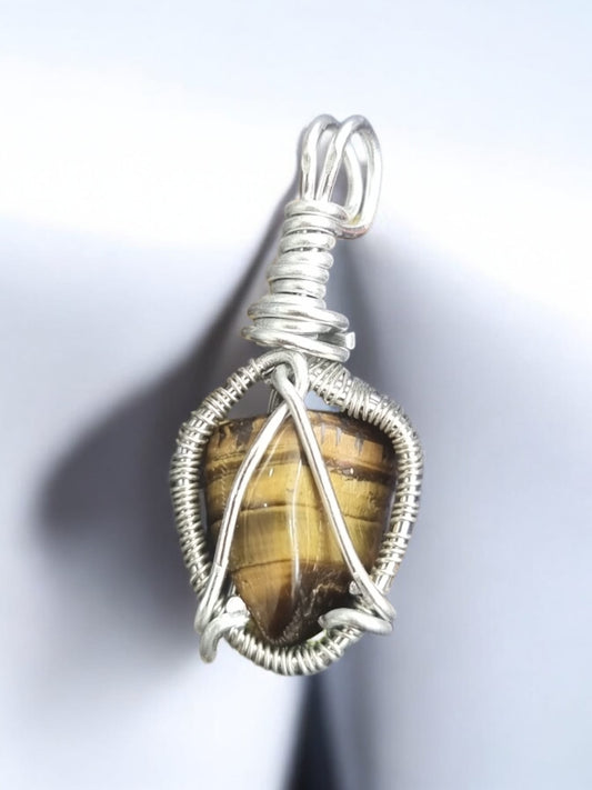 Tigers Eye Crystal Wire Pendent - Auras Workshop Auras Workshop