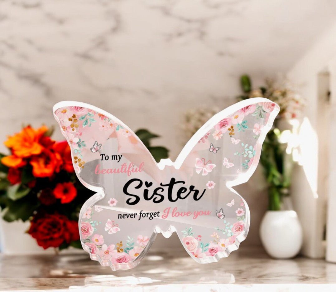 To My Sister Acrylic Plaque – Heartfelt Gift for Birthday & Special Occasions - Auras Workshop Auras Workshop