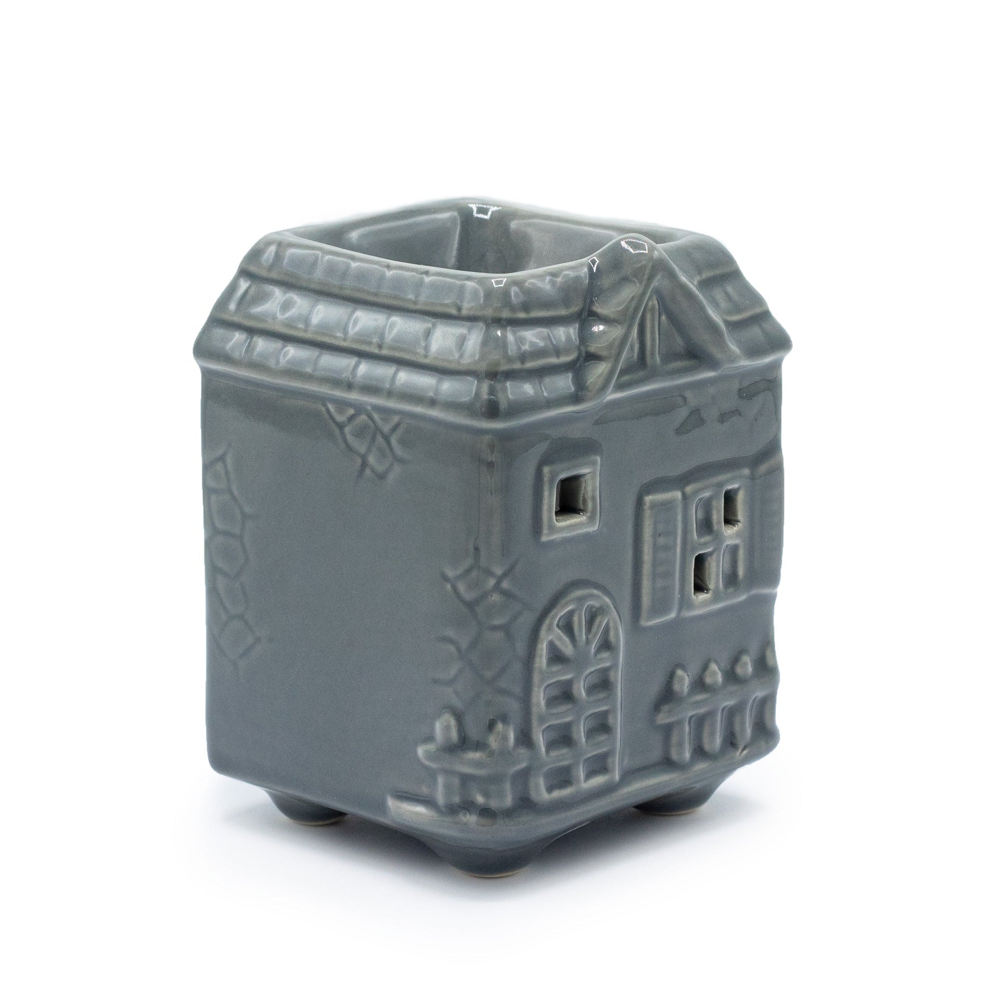 🏠✨ Townhouse Oil & Wax Burner – Grey | Decorative Ceramic Burner - Auras Workshop Auras Workshop