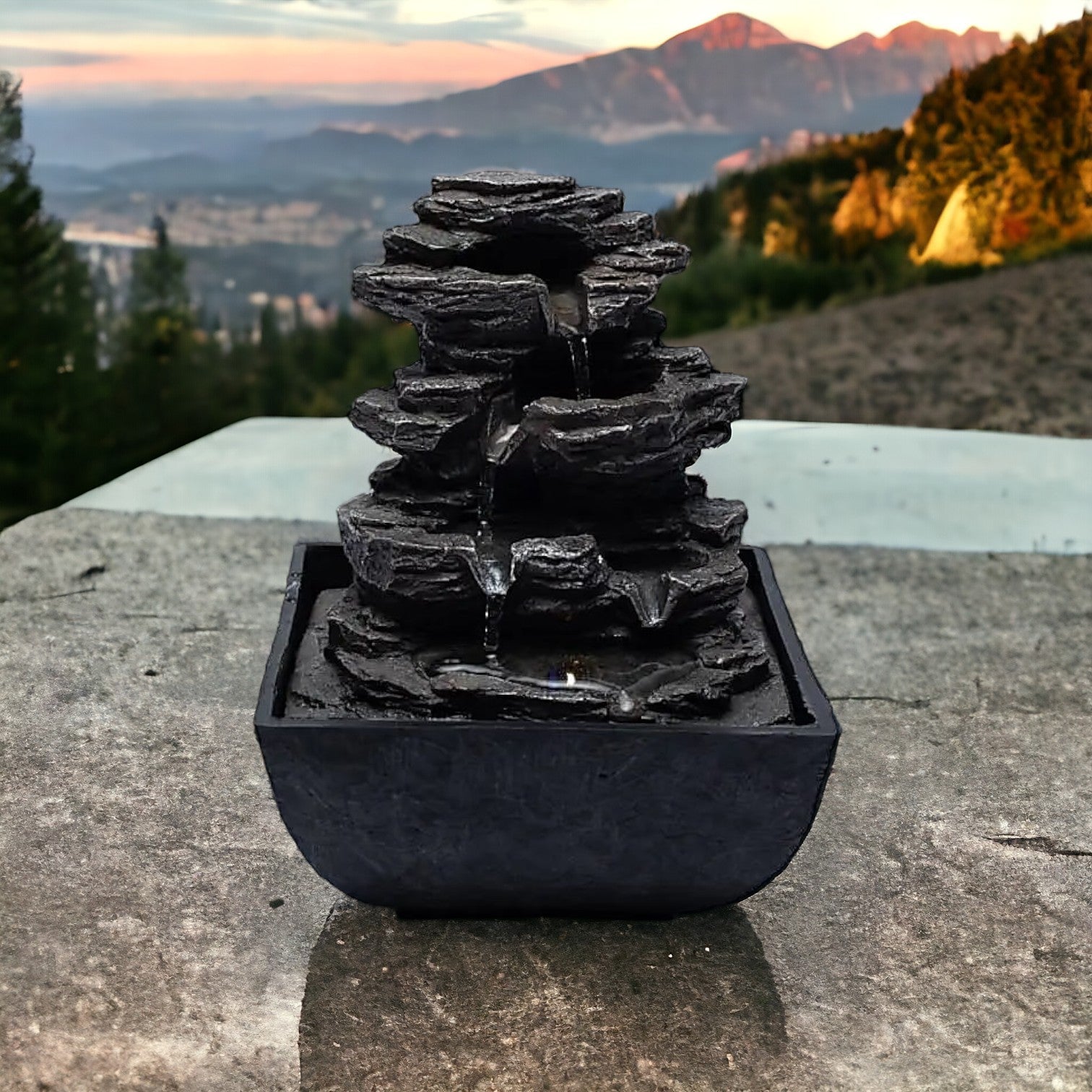 Tranquil Rock Water Fountain with LED Light - Auras Workshop Auras Workshop