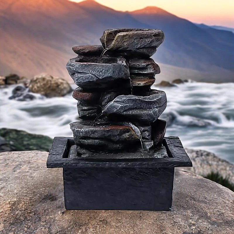 Tranquil Rock Water Fountain with LED Light - LARGE
