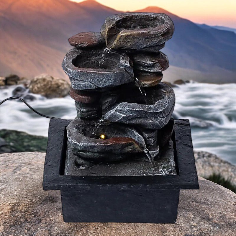 Tranquil Rock Water Fountain with LED Light - LARGE - Auras Workshop Auras Workshop