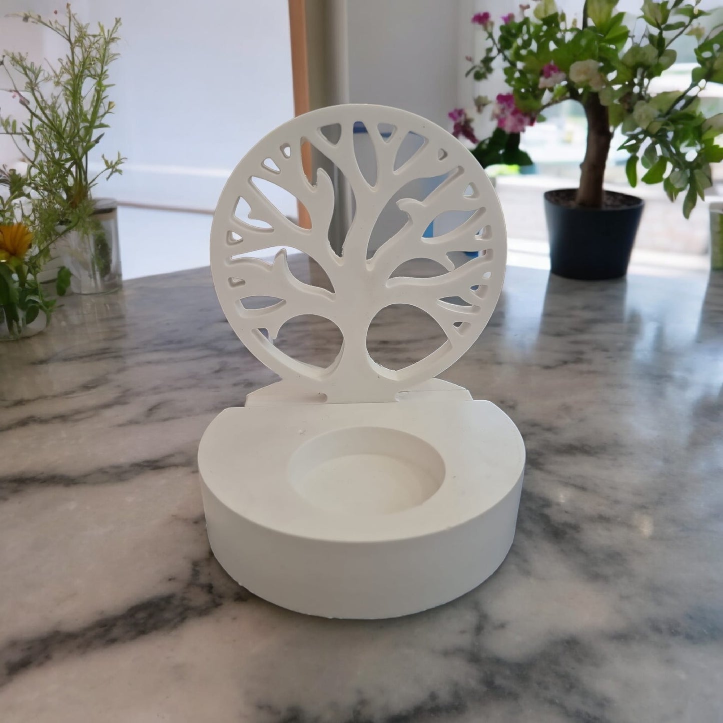 Tree of Life Tealight Holder White - Auras Workshop Auras Workshop