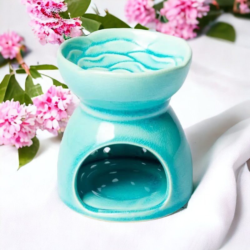 Tree of Life Turquoise Ceramic Oil and Wax Burner - Auras Workshop Auras Workshop