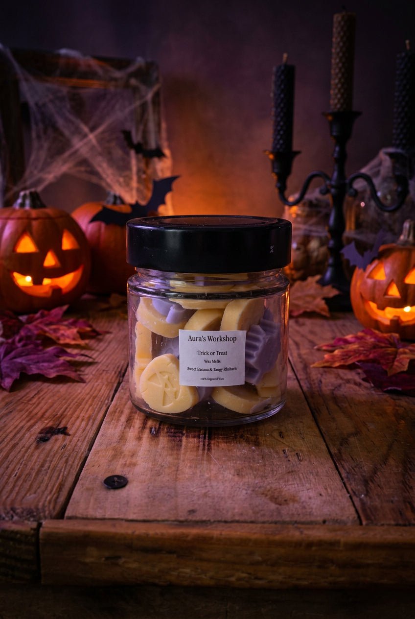 Trick or Treat Halloween Wax Melts – Sweet Banana & Tangy Rhubarb - Auras Workshop Auras Workshop