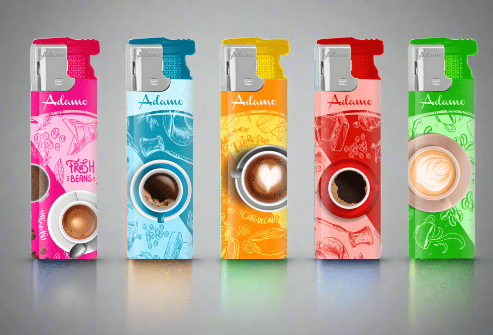 Turbo Lighter Set of 5 Colourful Coffee Design - Auras Workshop Auras Workshop