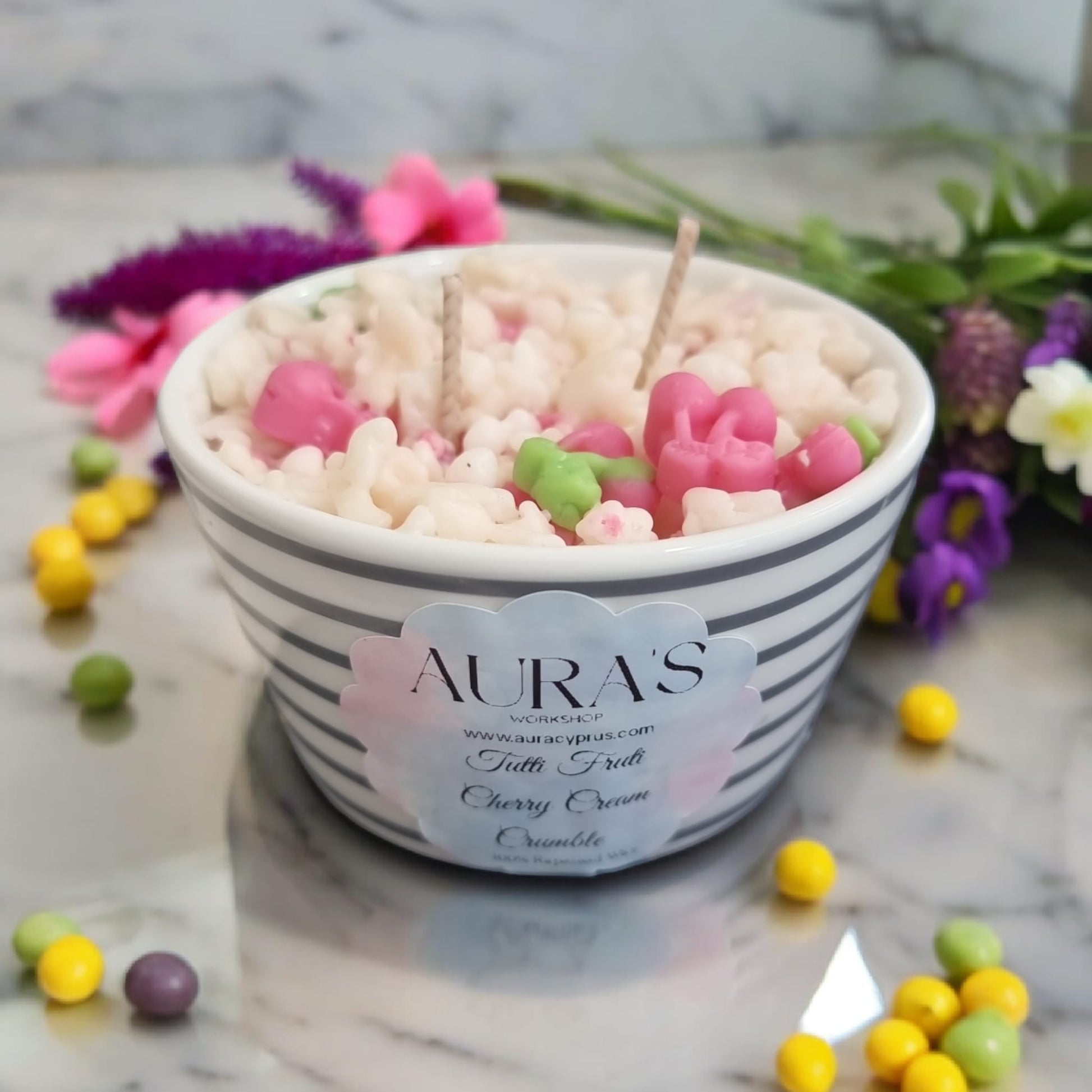 Tutti Frutti Cherry Cream Crumble Candle - Auras Workshop Auras Workshop