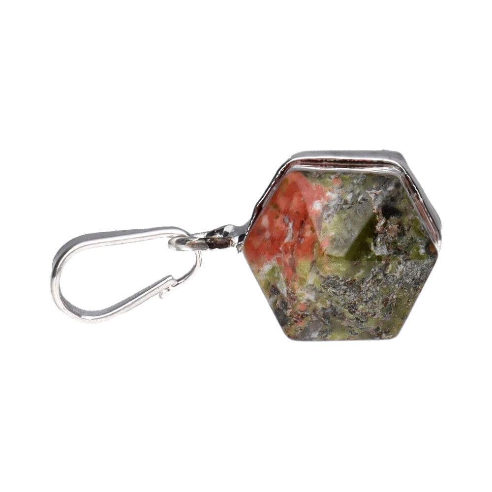 Unakite Jasper Double-Terminated Horizontal Pendant – Crystal Jewellery - Auras Workshop Auras Workshop