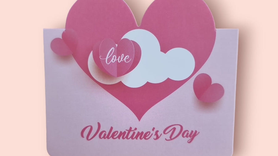 Valentines Day Card - Folding Gift Card - Heart Love Cloud