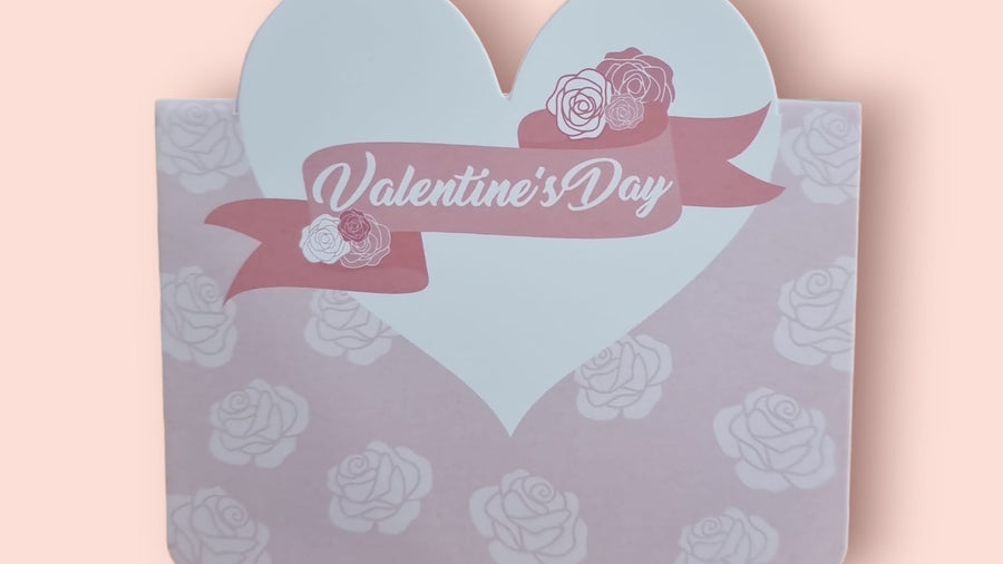 Valentines Day Card - Folding Gift Card - Heart Valentines Banner