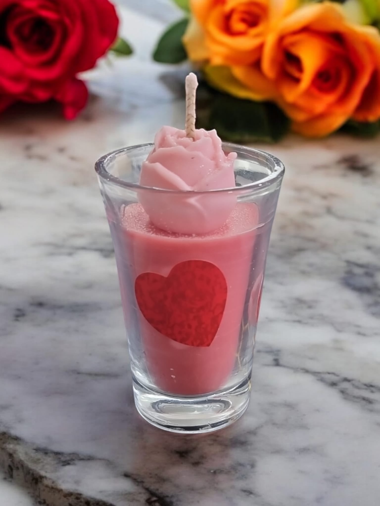 Valentine’s Rose Shot Glass Candle – Romantic Scents | Perfect Valentine’s Gift - Auras Workshop Auras Workshop