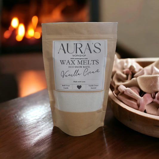 Vanilla Cream Scent Eco Snow Candle Refil Bag 295g - Auras Workshop Auras Workshop