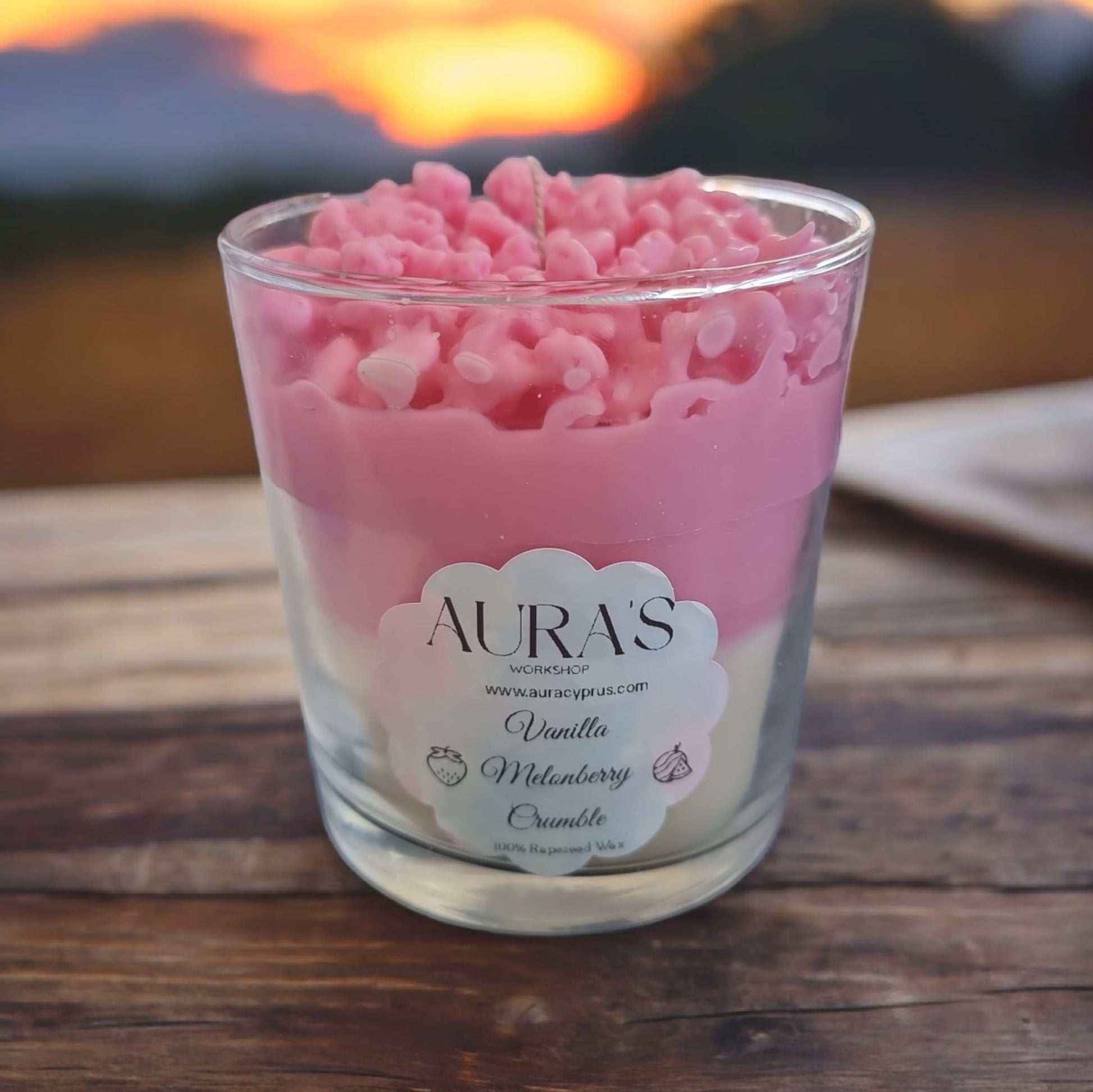 Vanilla Melonberry Scented Crumble Candle - Auras Workshop Auras Workshop